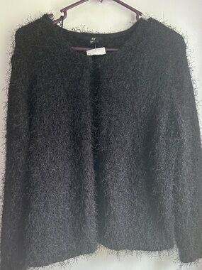 H&M Black Fuzzy Open Cardigan Sweater